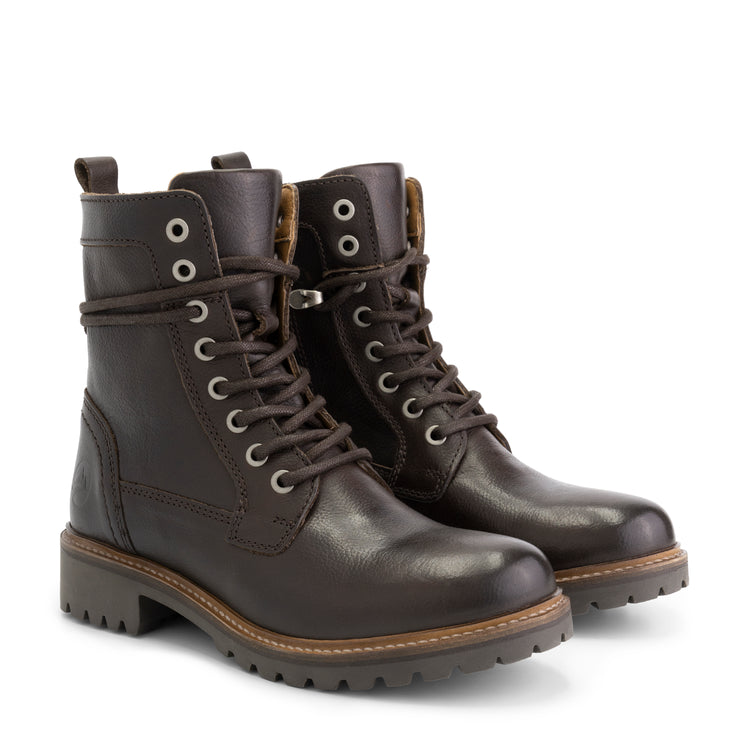 Kvosted - Leather lace-up boots - Lady - Dark Brown FRD