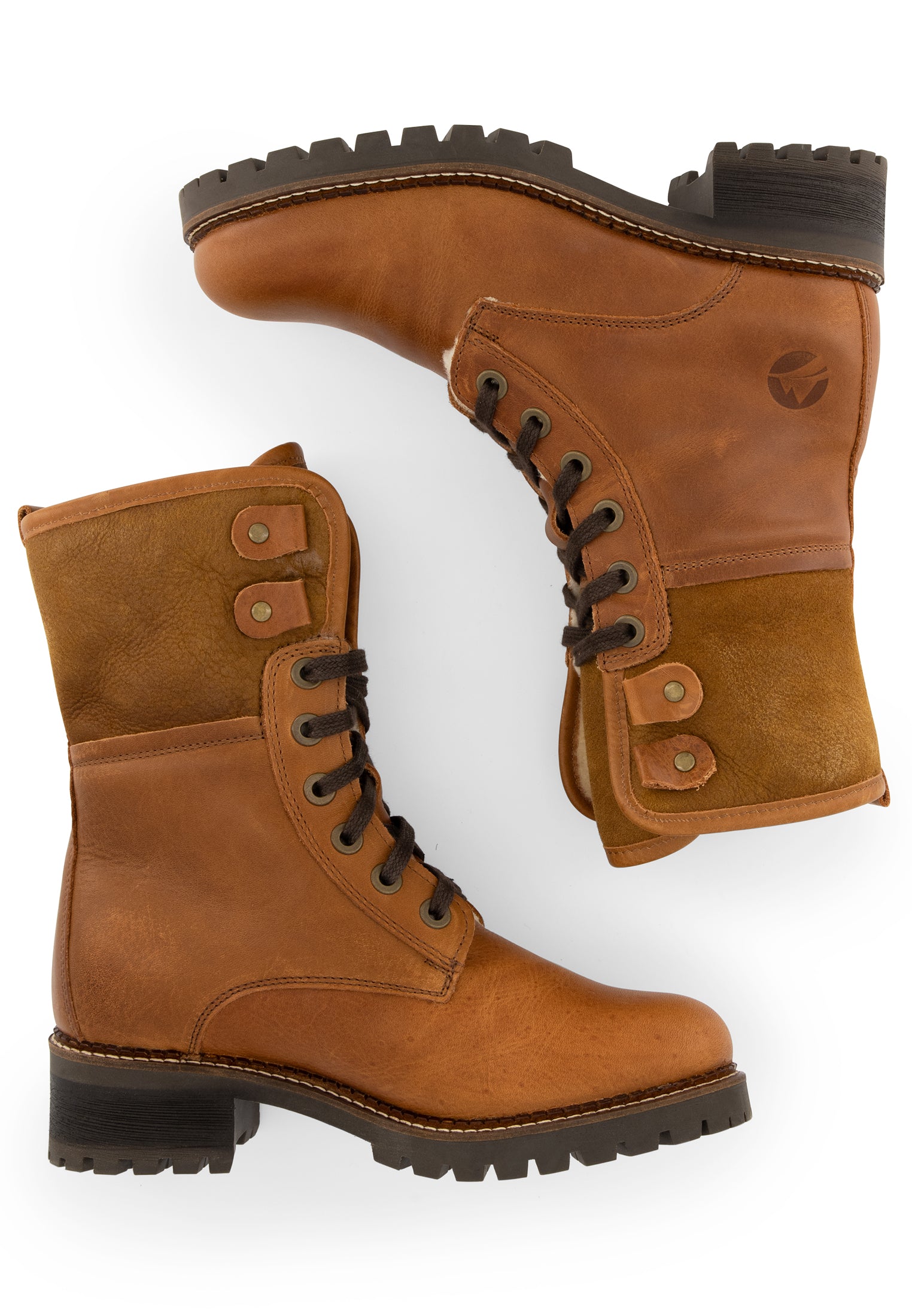 Myre - Wool-lined lace-up boots - Lady - Cognac UPD