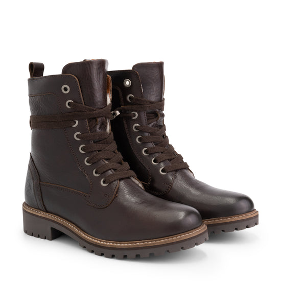 Kvinlog - Wool-lined lace-up boots - Lady - Dark Brown FRD