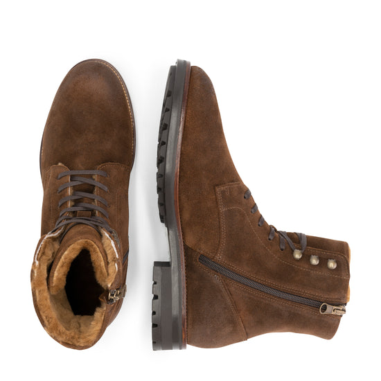 Hosio - Suede lace-up boots - Men - Cognac UPD