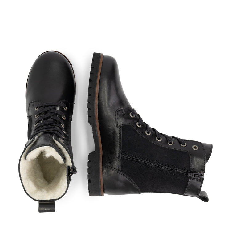 Ask - Wool-lined lace-up boots - Kids - Black UPD