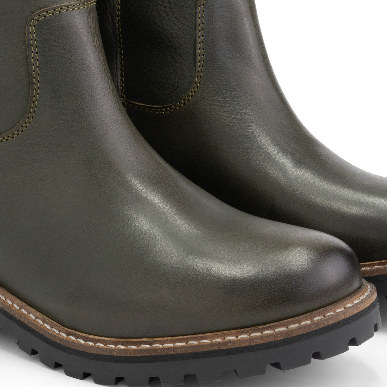 Solstad - Semi-high leather boots - Lady - Dark olive DFW